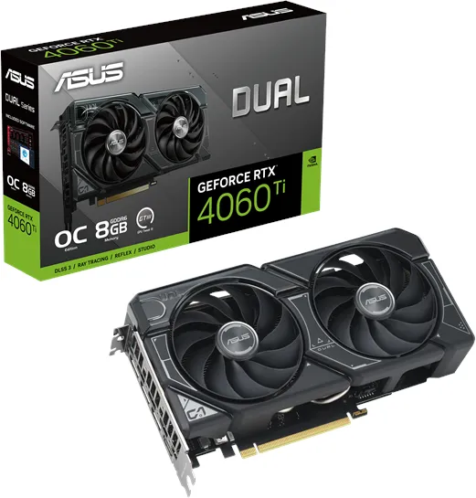ASUS GeForce RTX 4060 Ti DUAL OC - 8GB GDDR6 RAM - Grafikkort